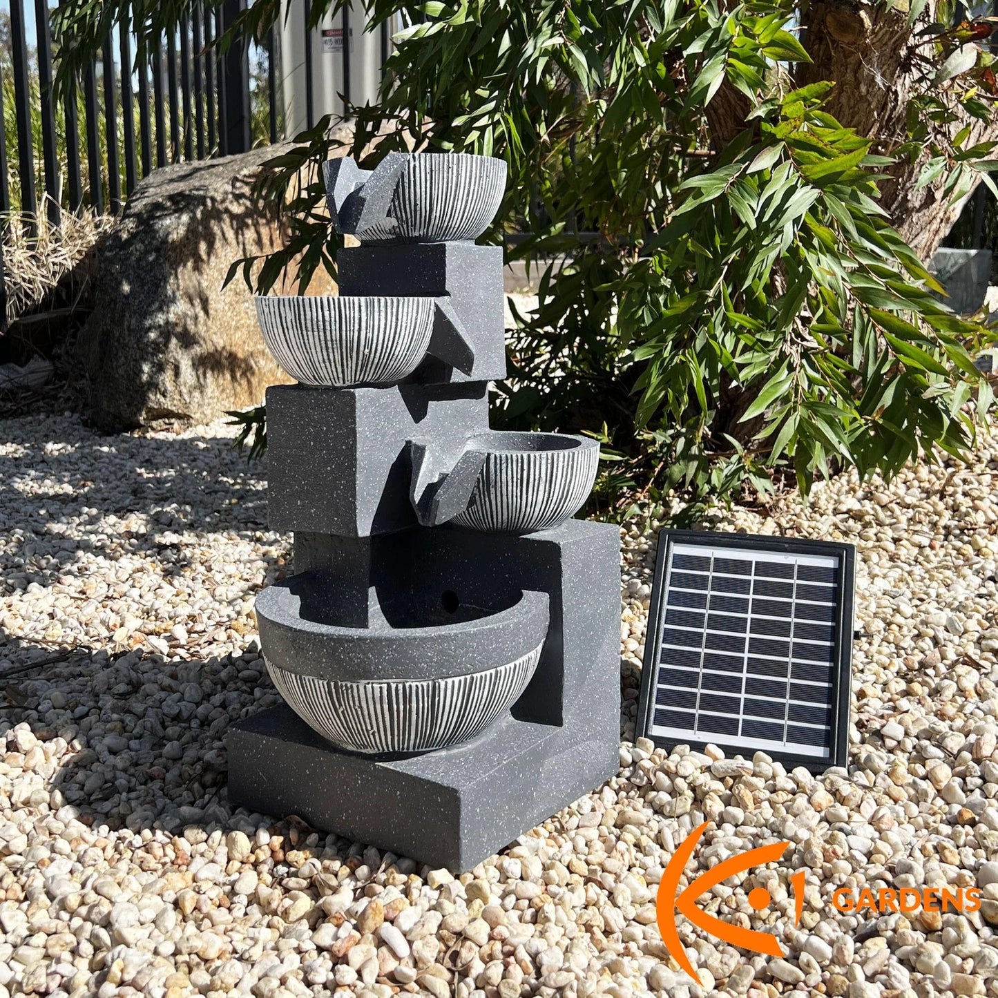 Garden Solar Water Fountain 4 Tiers Bird Bath with LED Light Outdoor 48cm