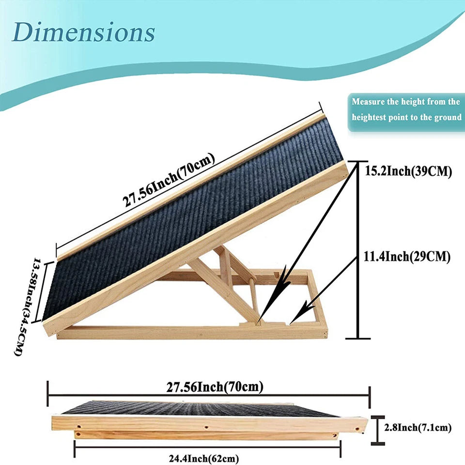 Foldable Pet Ramp Adjustable Height Dogs Stairs for Bed Sofa Car