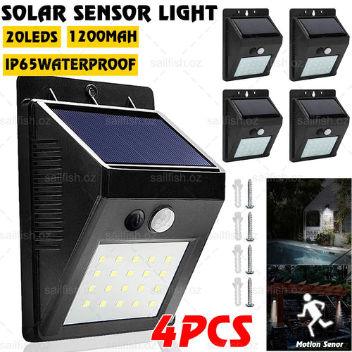 4X 20 LED Solar Powered Sensor Light