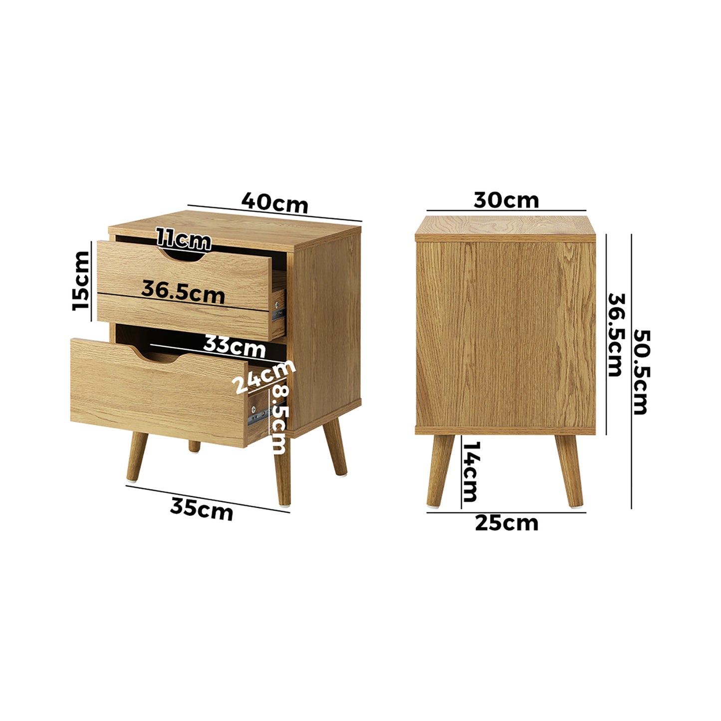 2 Drawers Side Table Bedroom Furniture