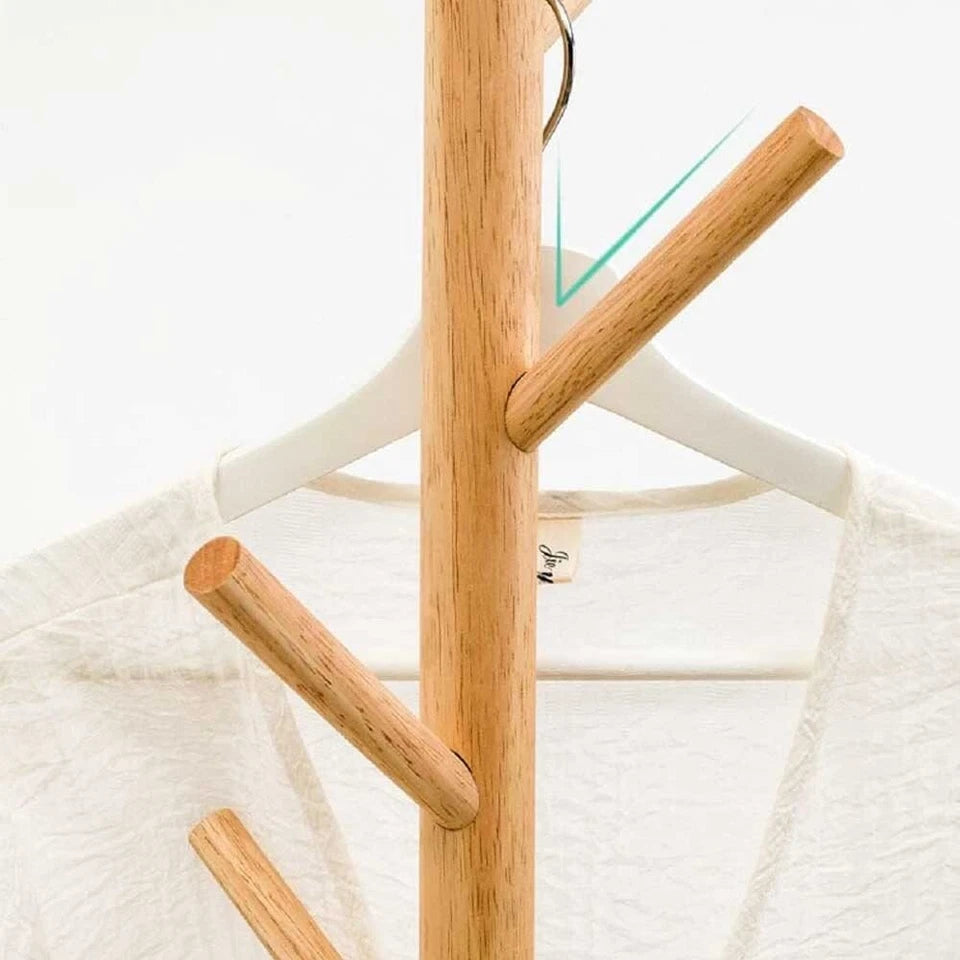 Wood Coat Stand Rack Clothes Hanger Hat Tree