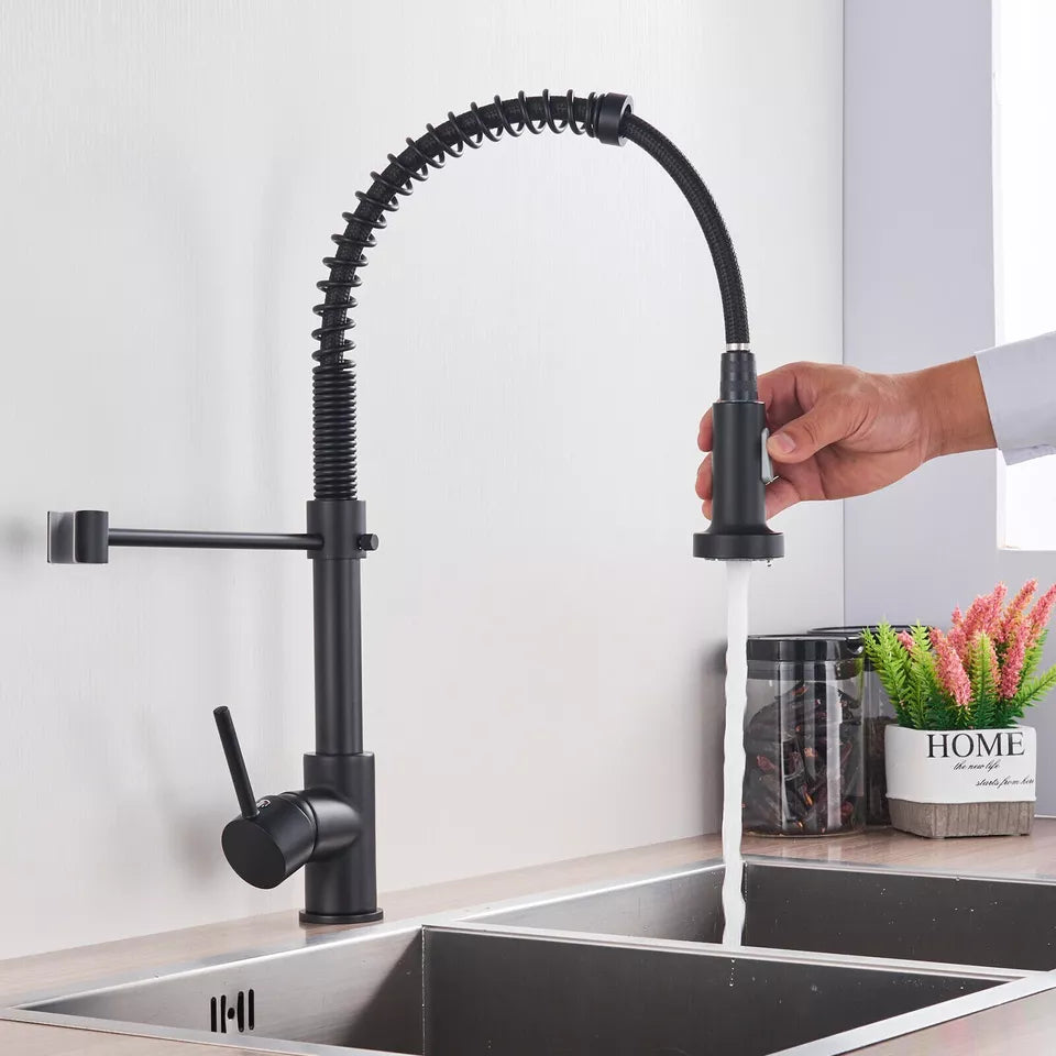 Black Pull Out Sink Taps 360° Swivel Sin