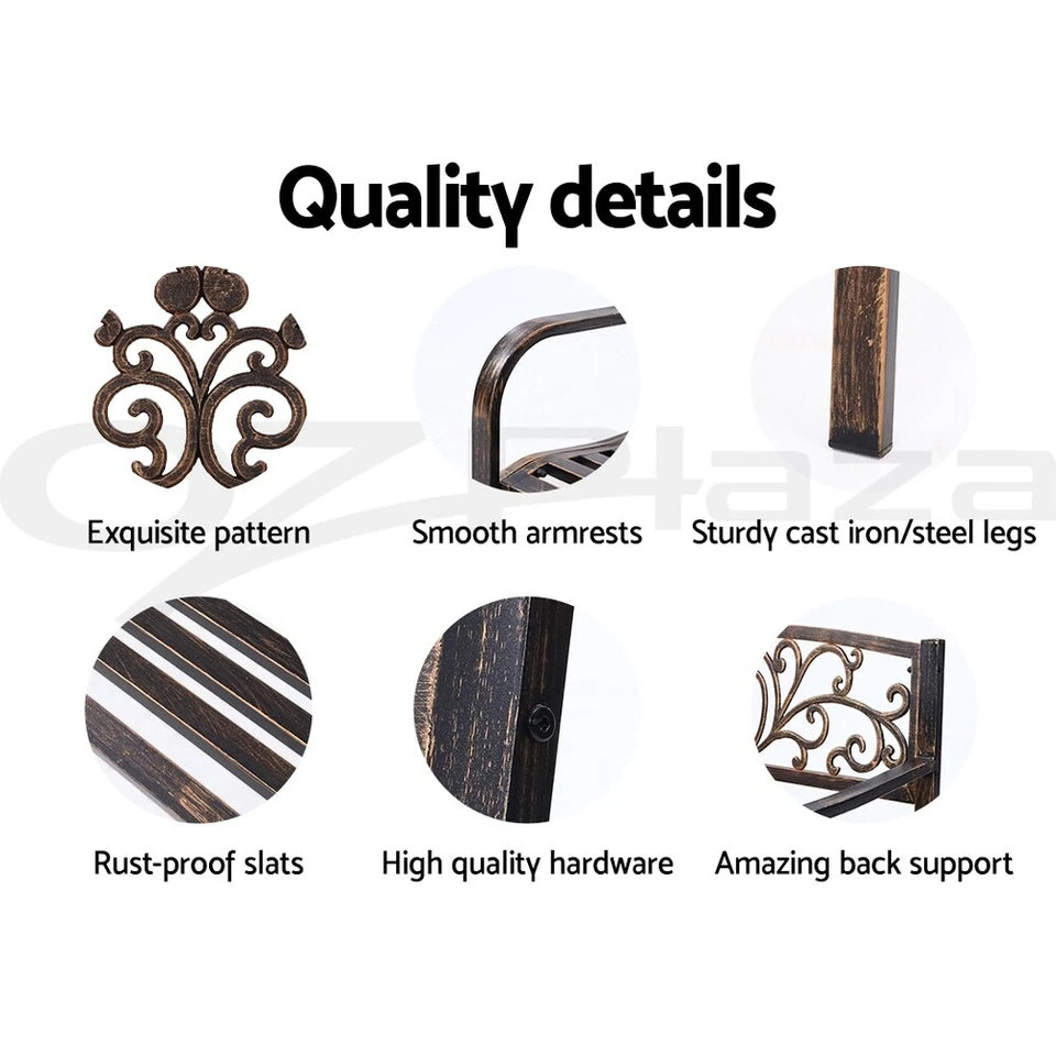 Garden Steel Bench Seat Backyard Chair Bronze