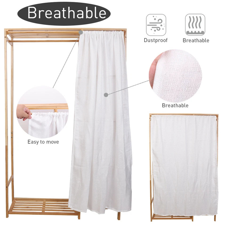 Open Wardrobe Bamboo Clothes Rail