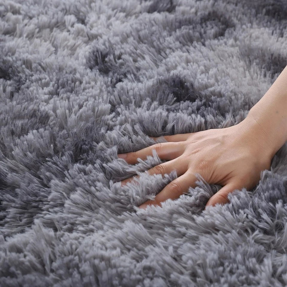 200x300cm Large Fluffy Area Rug Dark / Light Grey