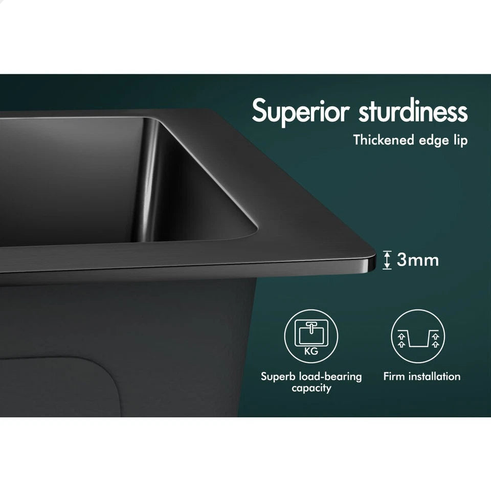 Kitchen Sink Stain- less Steel Drop in Flush Under Mount 340X310MM Black