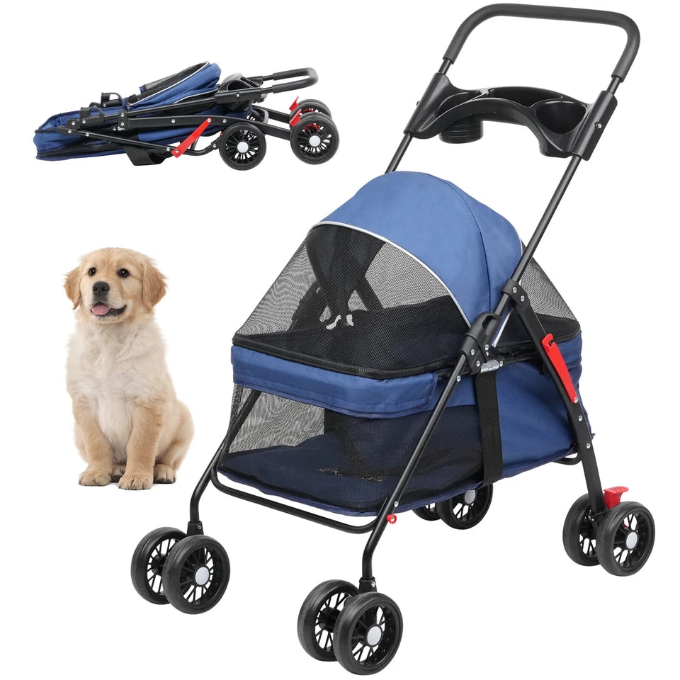 Foldable Pet Stroller Dog Cat Carrier