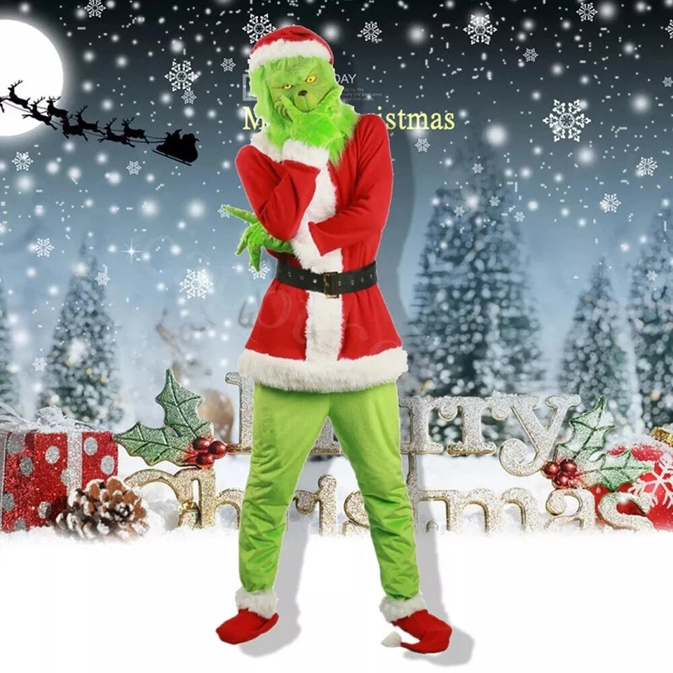 7Pcs Adults The Grinch Costume Xmas Party