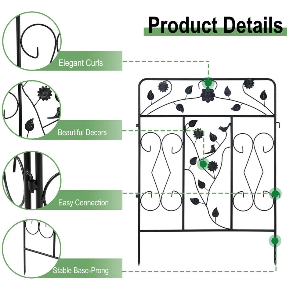 5Pcs Metal Garden Fence Panels