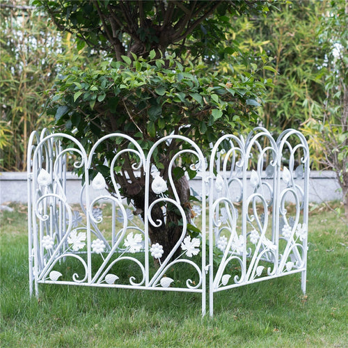 5x Iron White Fence Community Garden Edging Panels