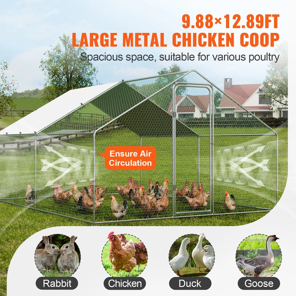 Large Metal Chicken Coop 3x4x2m