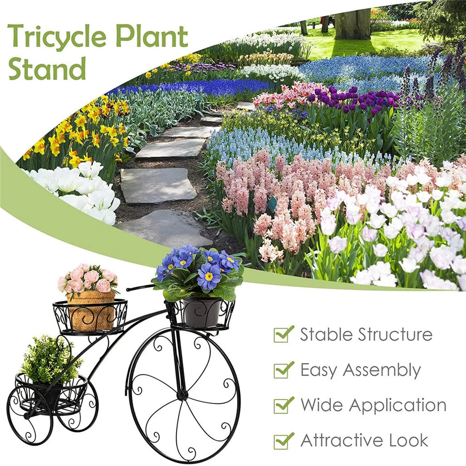 Tricycle Plant Stand Flower Pot Cart Holder