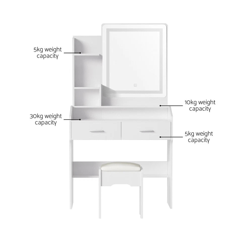 Dressing Table LED Makeup Mirror Stool Set