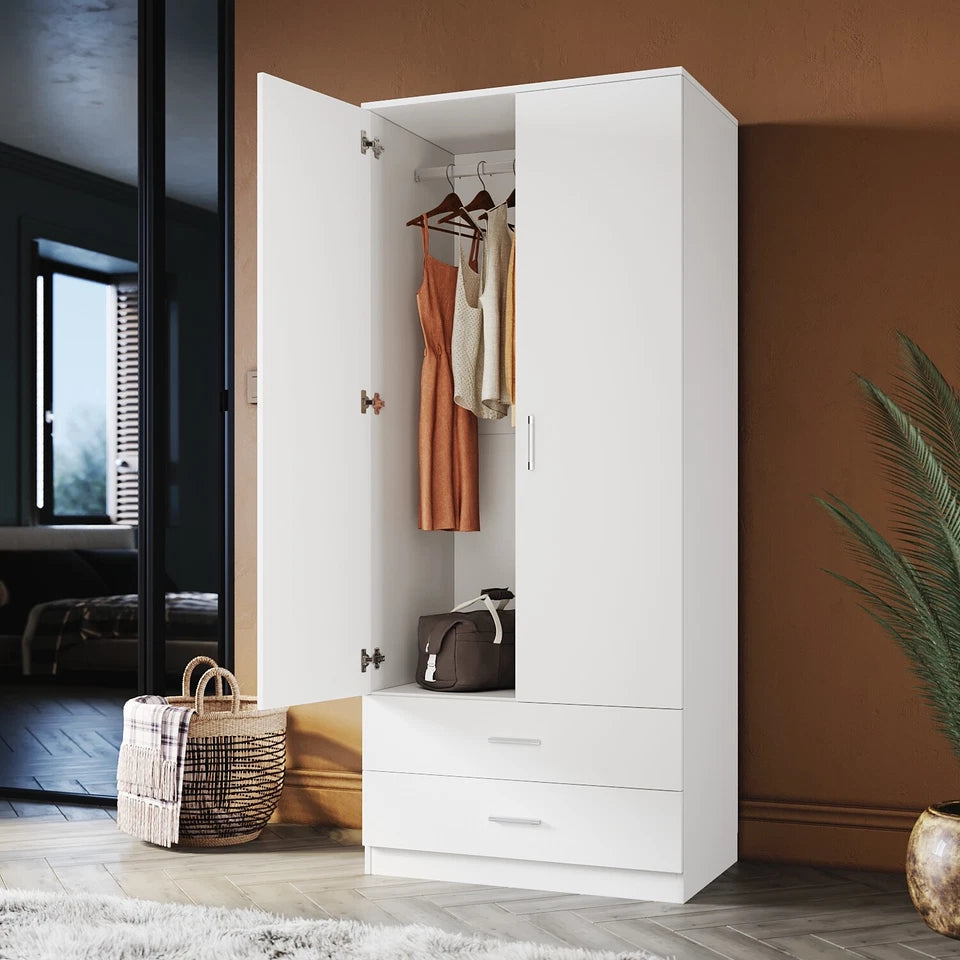 Wooden Wardrobe 2 Door 2 Drawer