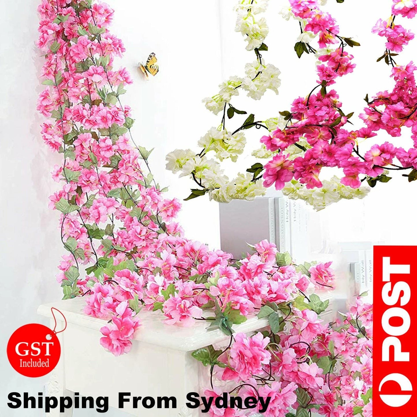 2.1M Artificial Silk Sakura Flowers Fake Vine Ivy