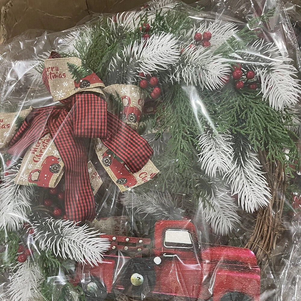 Red Truck Christmas Wreath Garland Door Ornaments