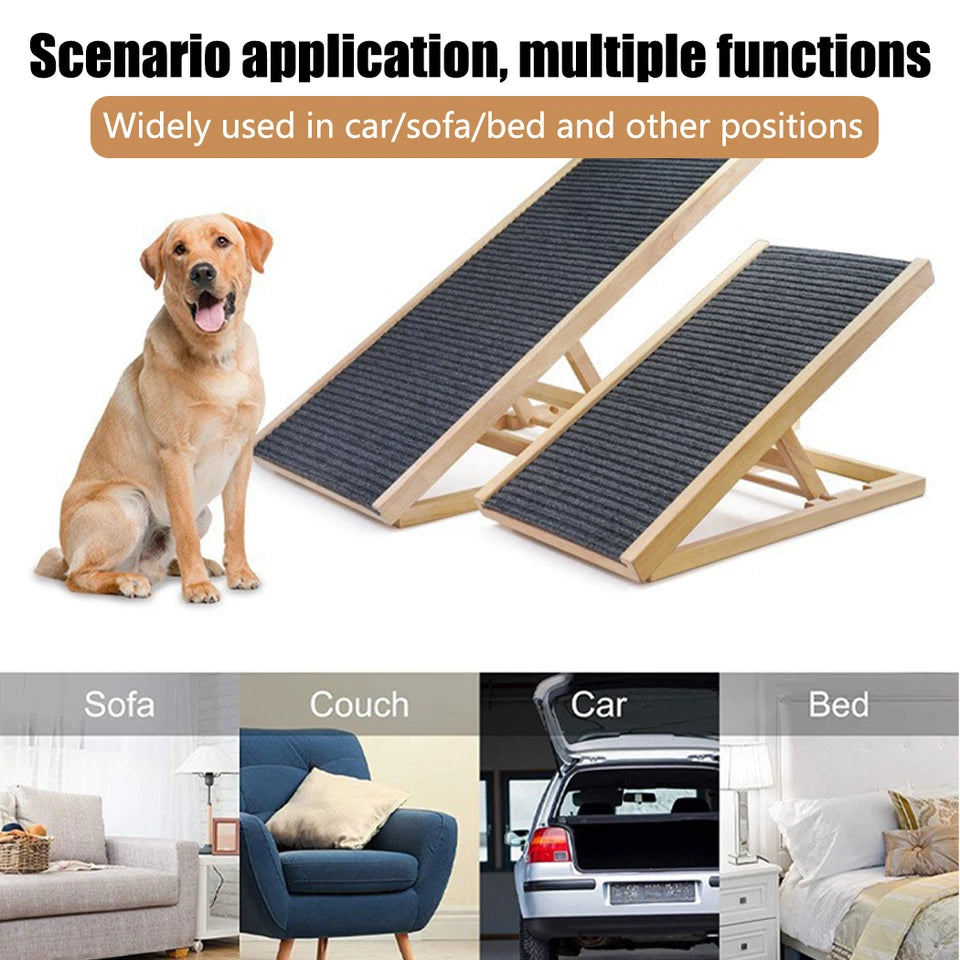 Foldable Pet Ramp Adjustable Height Dogs Stairs for Bed Sofa Car