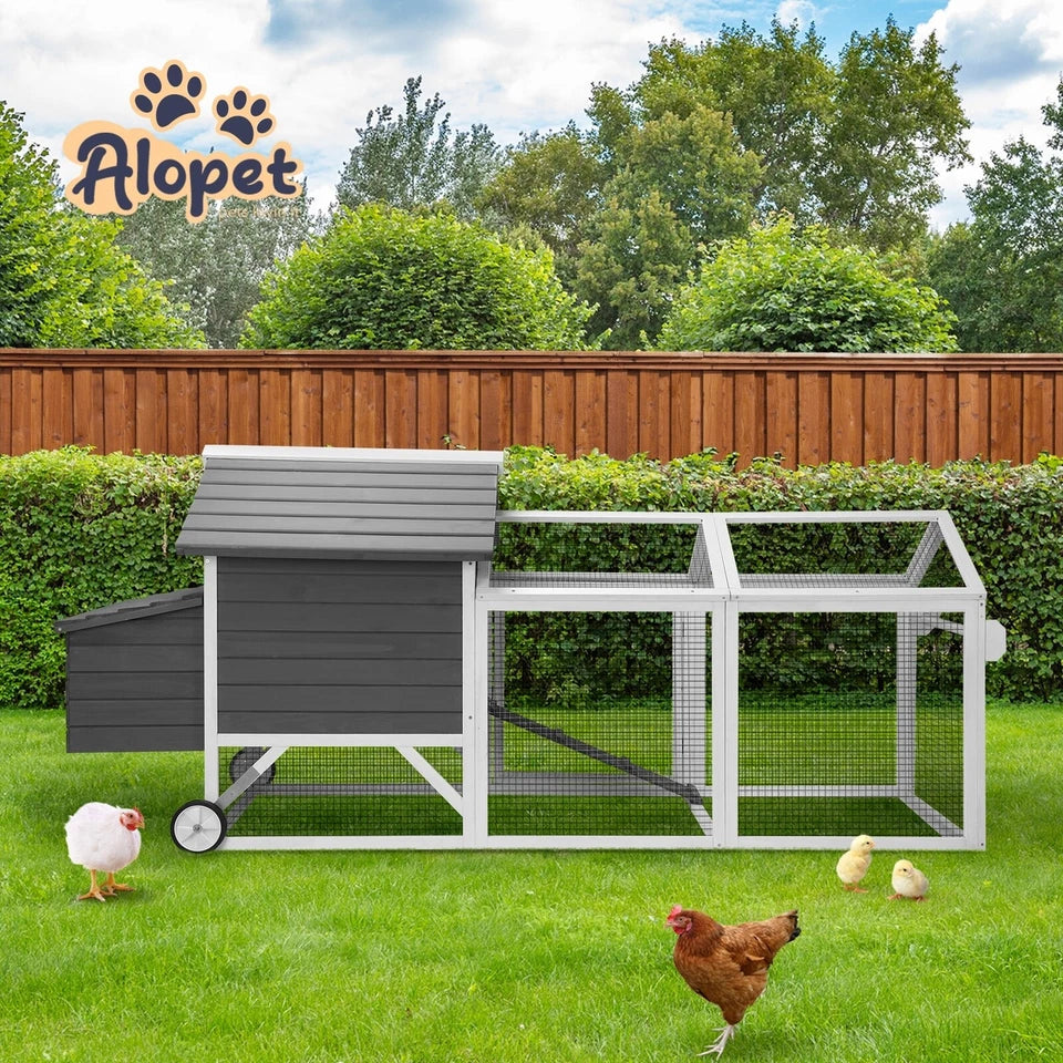 Extra Large Wooden House Run Hatch Box w/Wheels