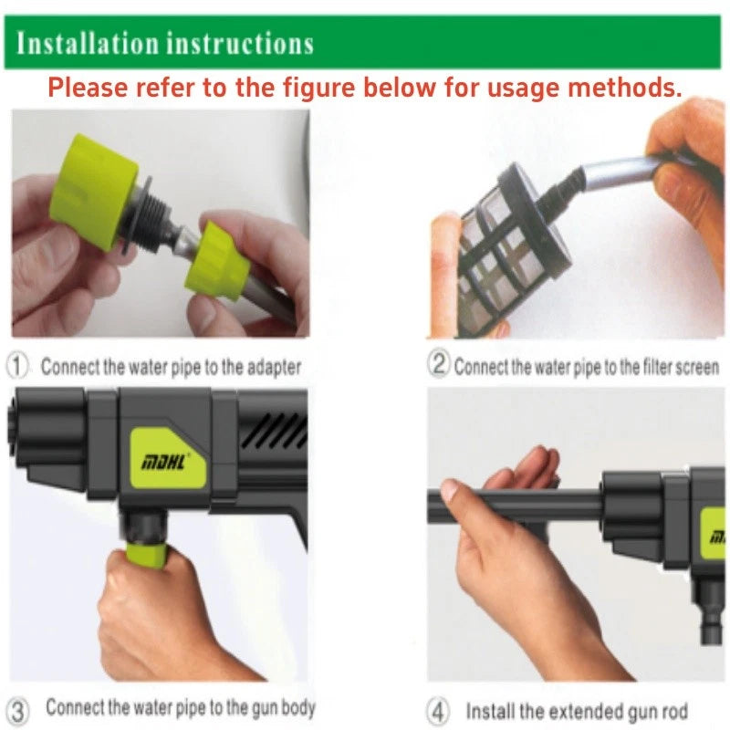 Cordless Electric High Pressure Wash Water Spray Gun Car Cleaner with 2*Battery