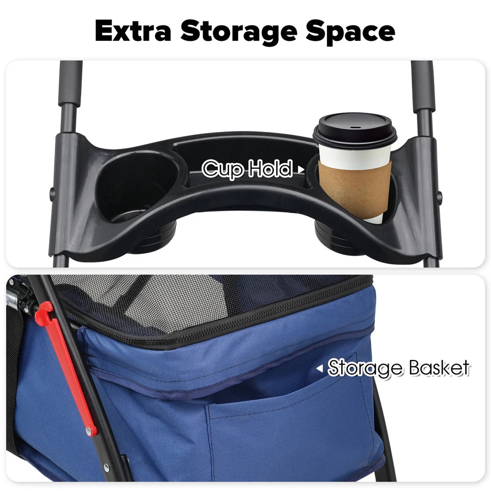 Foldable Pet Stroller Dog Cat Carrier