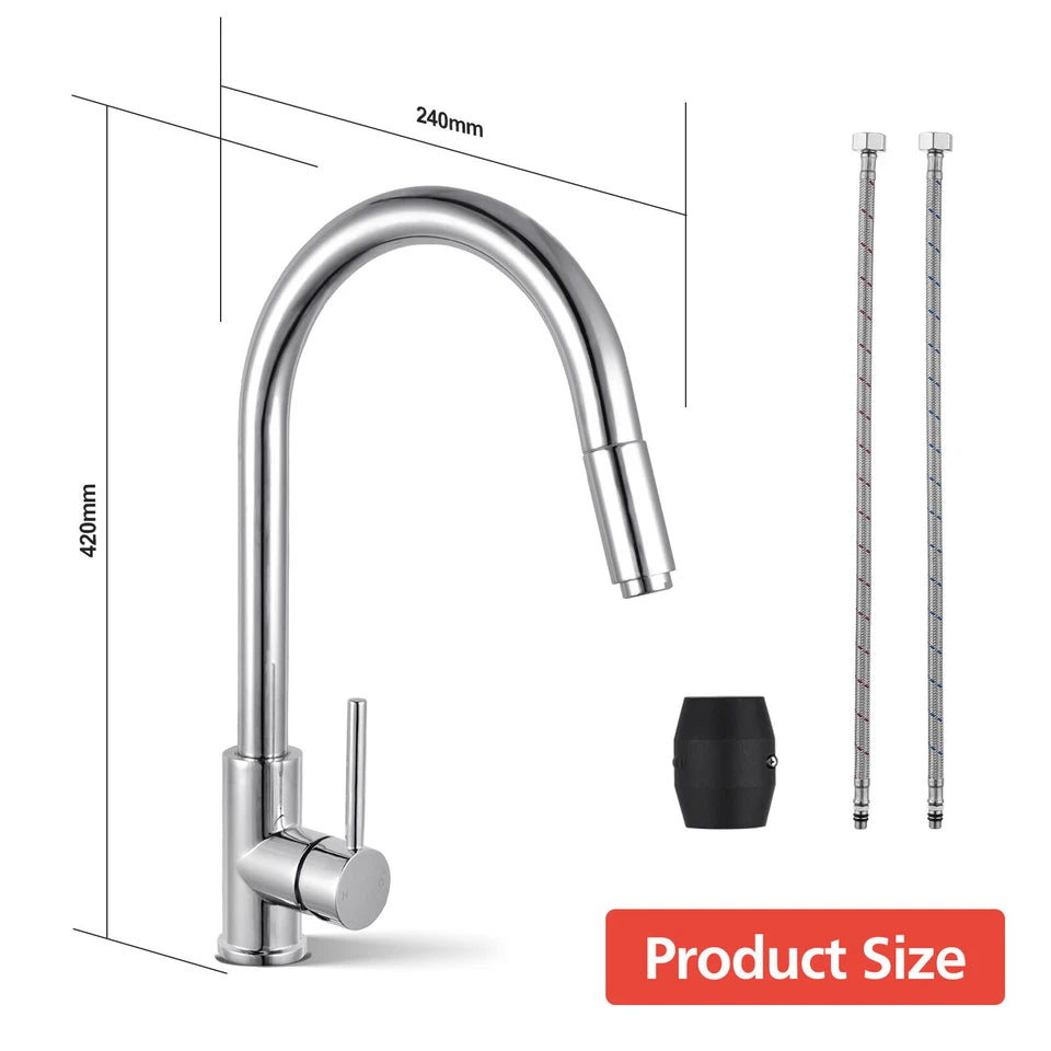 Brass Pull Out Kitchen Sink Mixer Tap Swivel Basin Faucet