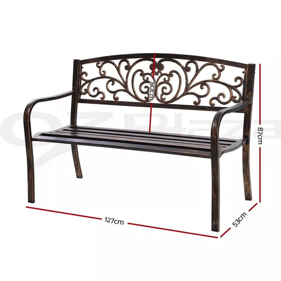 Garden Steel Bench Seat Backyard Chair Bronze
