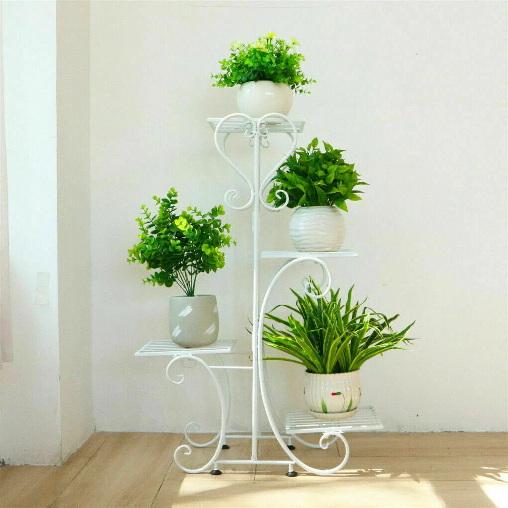 White Metal Plant Stand 4-Tier Flower Rack