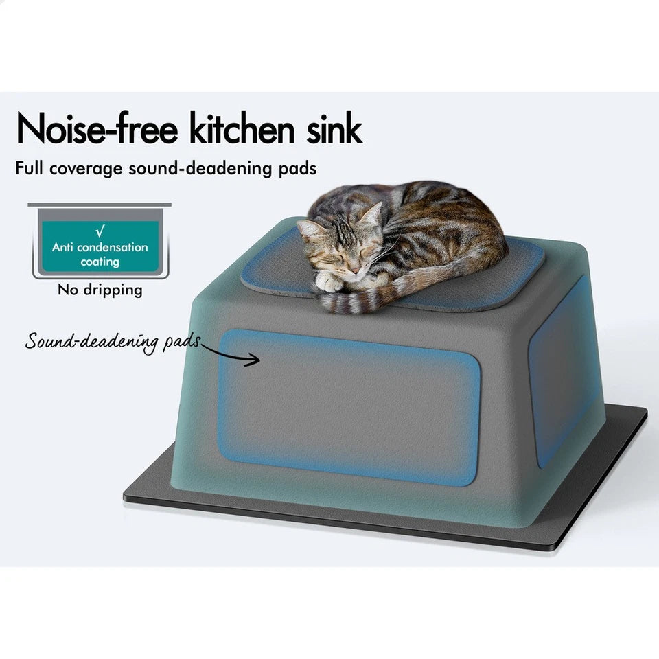 Kitchen Sink Stain- less Steel Drop in Flush Under Mount 340X310MM Black