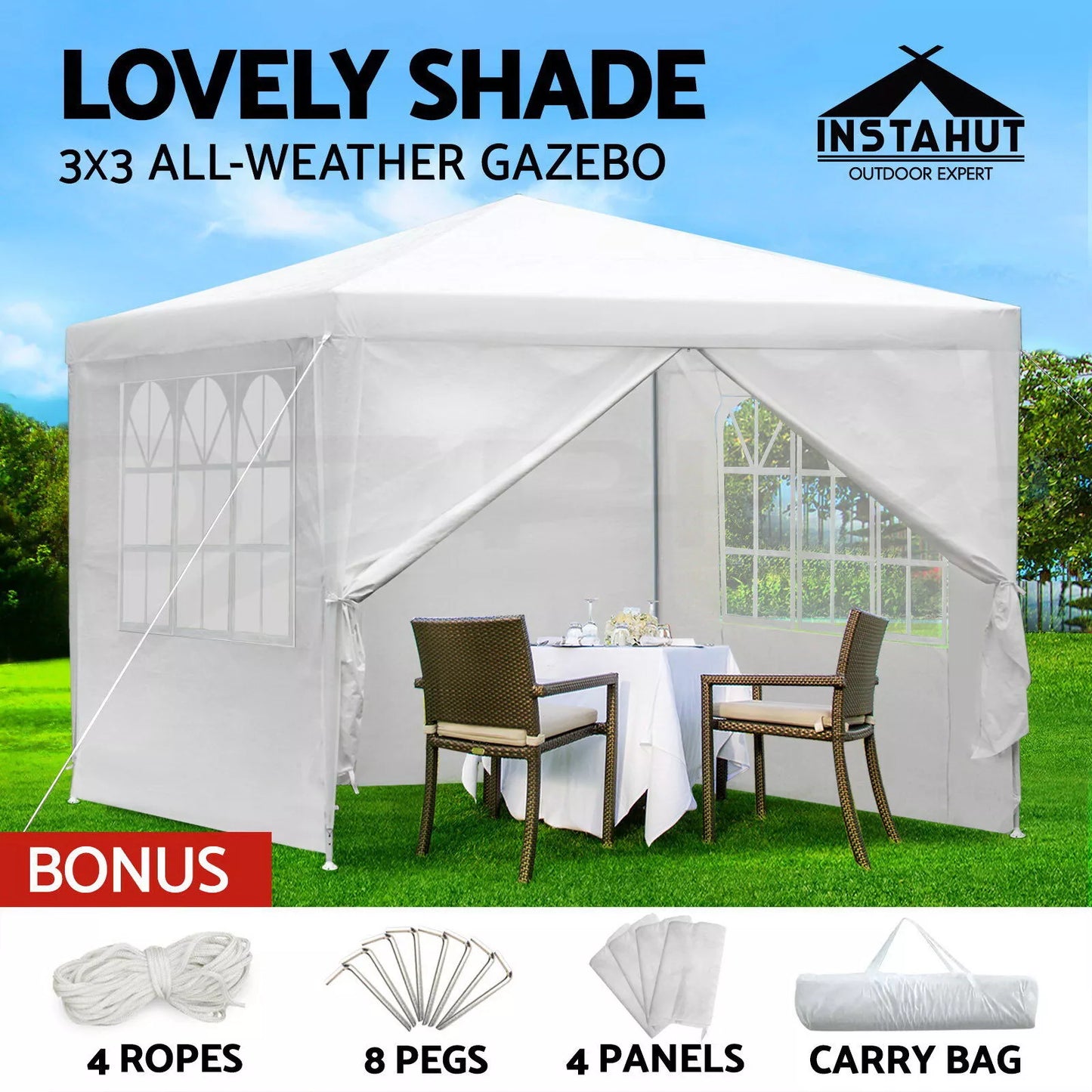 Gazebo 3x3 Outdoor Marquee Party Tent
