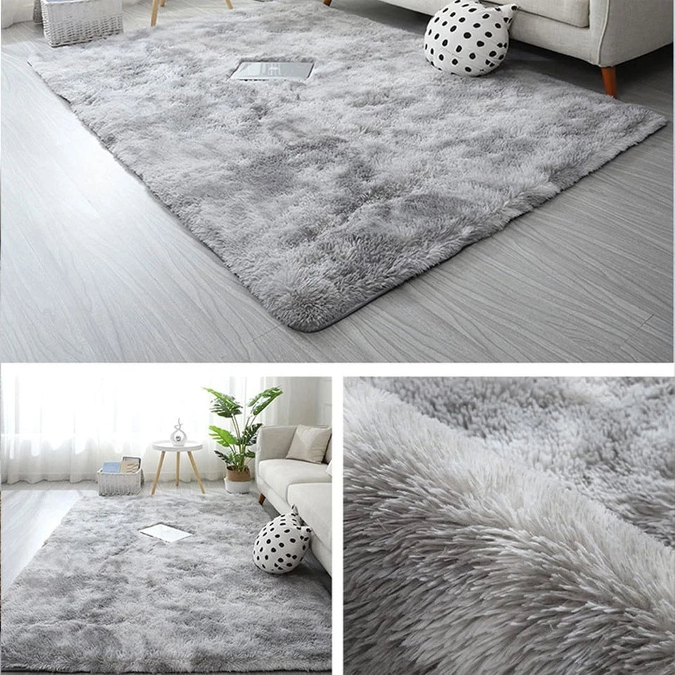 200x300cm Large Fluffy Area Rug Dark / Light Grey