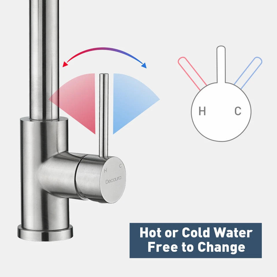 Kitchen Mixer Tap pull out Brushed Nickel 360° Swivel 2-Mode Spray