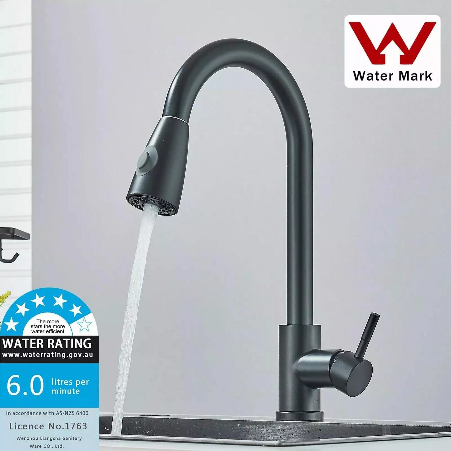 Kitchen Mixer Tap Black 360° Pull Out 2-Mode