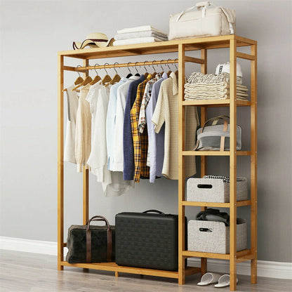 Open Wardrobe Bamboo Clothes Rail