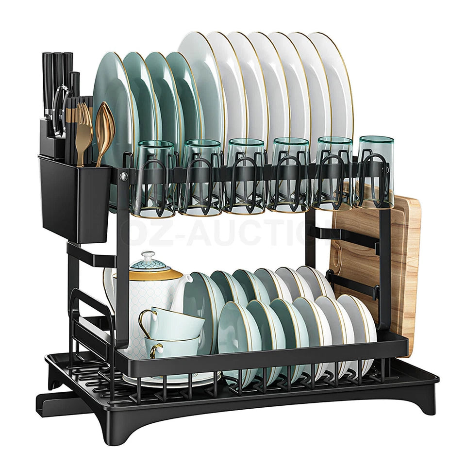 2 Tier Dish Drying Rack Plate Drainer