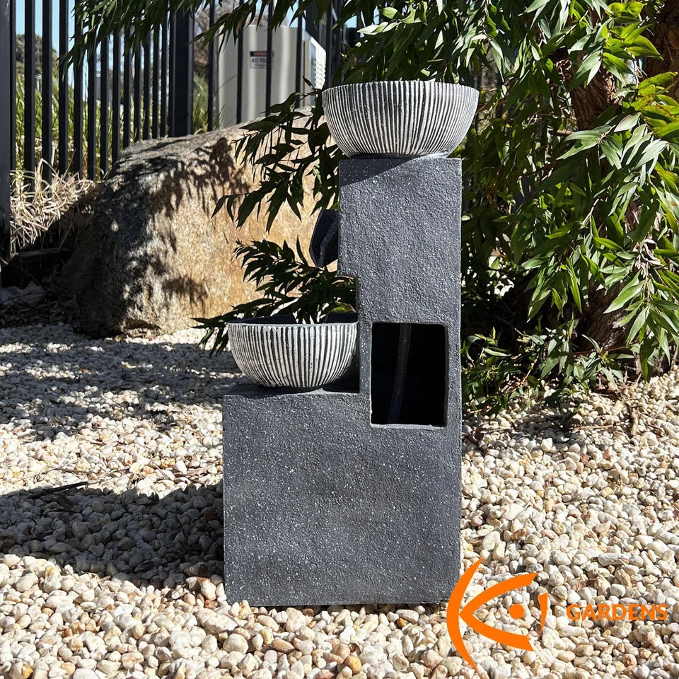 Garden Solar Water Fountain 4 Tiers Bird Bath with LED Light Outdoor 48cm