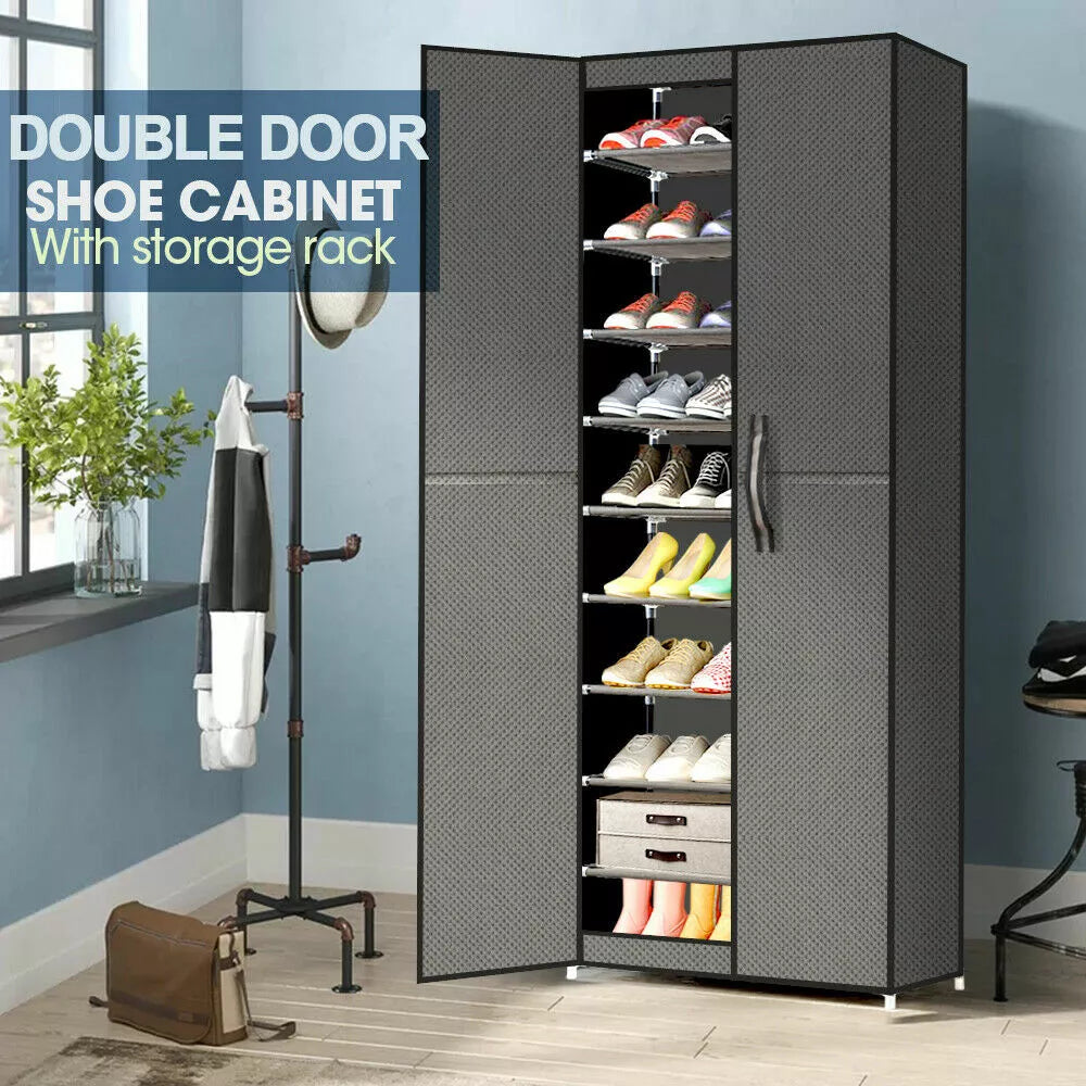 10 Tiers Shoe Rack Stackable Fabric Cabinet
