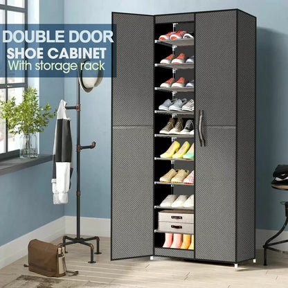 10 Tiers Shoe Rack Stackable Fabric Cabinet