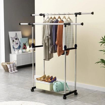 Adjustable Double Clothes Rack Stainless Steel