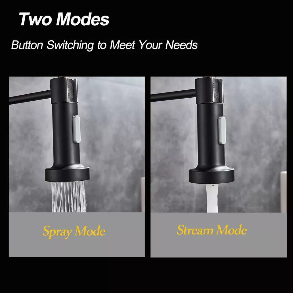 Black Pull Out Sink Taps 360° Swivel Sin