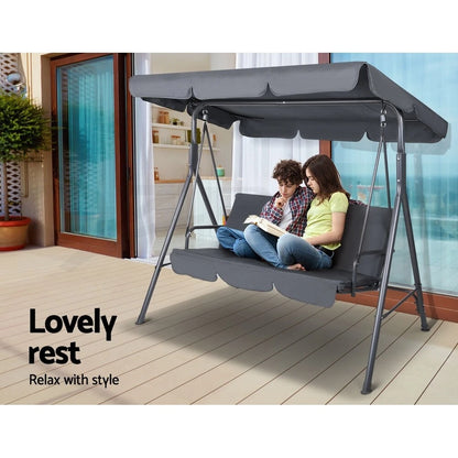 3 Seater Grey Outdoor Swing Chair