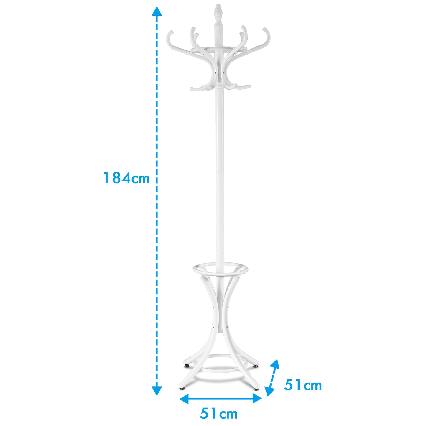 12 Hooks Wooden Stand Clothes Hat Bag Hanger w/Umbrella