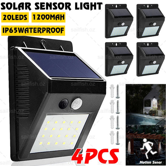 4X 20 LED Solar Powered Sensor Light