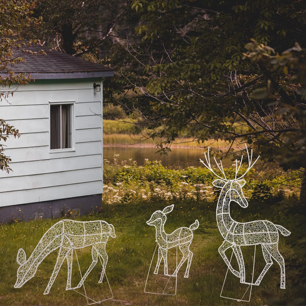 3PCS Christmas Iron Reindeer Elk Led Light Decoration