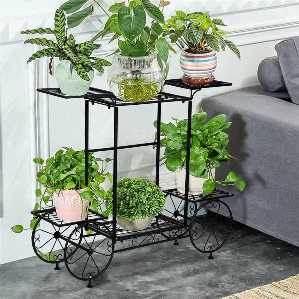 Extra Large Metal Flower Cart Pot Rack Plant Display Stand