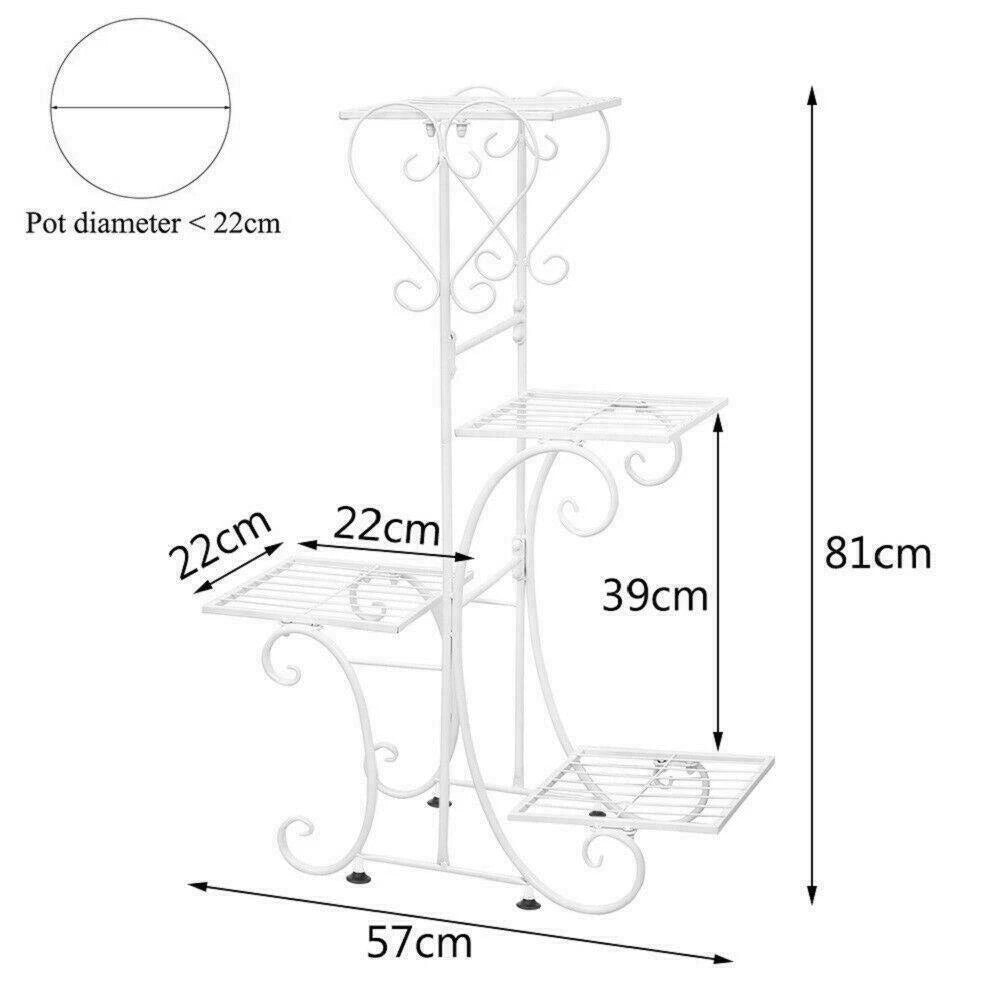 White Metal Plant Stand 4-Tier Flower Rack