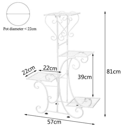 White Metal Plant Stand 4-Tier Flower Rack