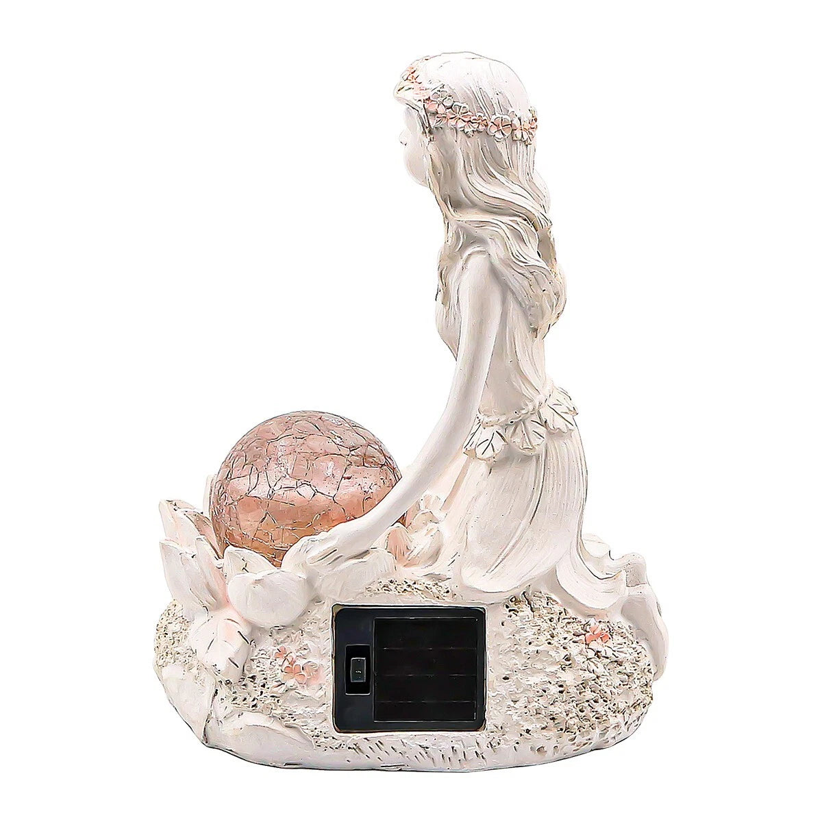 Solar Powered Garden Ornament Flower Fairy Statue Light Decoration Sculpture