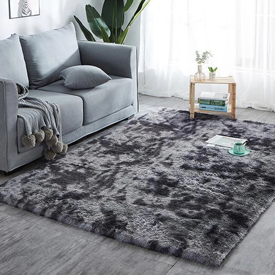 200x300cm Large Fluffy Area Rug Dark / Light Grey