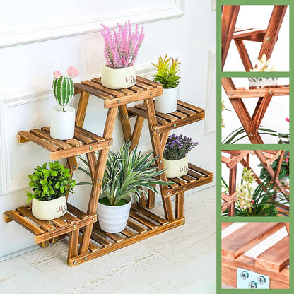 Heavy Duty Pine Wood Plant Stand Triangle