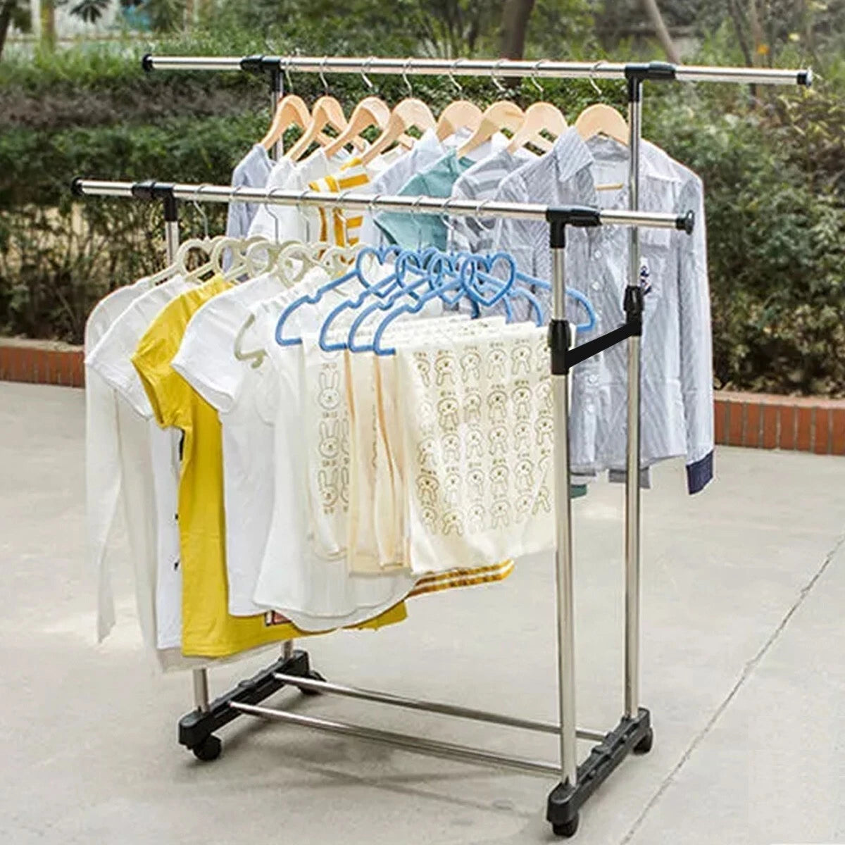 Adjustable Double Clothes Rack Stainless Steel